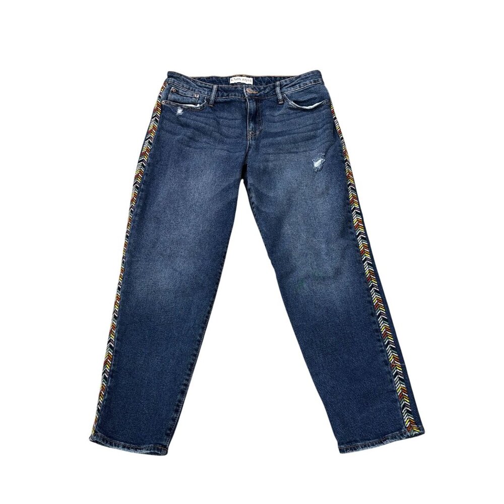 Knox Rose Womens Embroidered Side Stripe Boyfriend Jeans Size 6